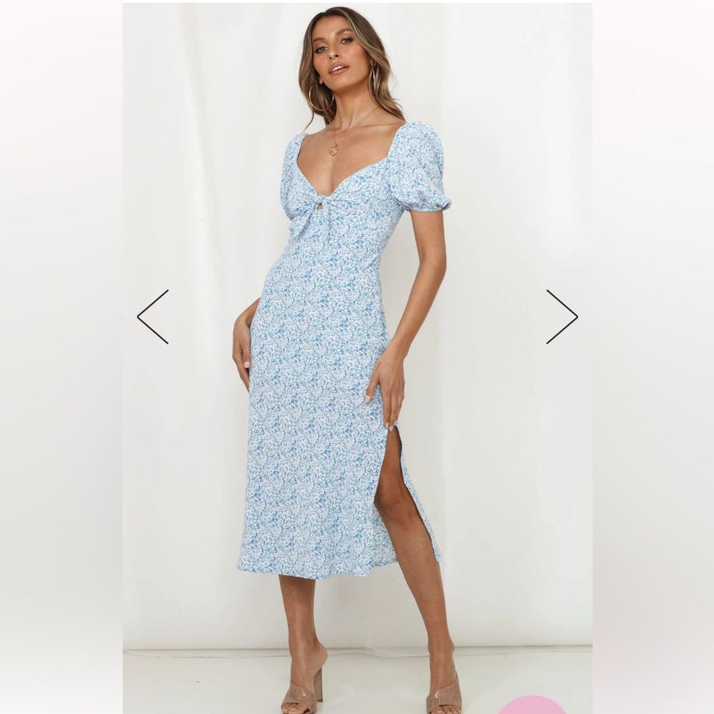 Hello Molly Run in The Mill Midi Dress Blue, Small, NWT